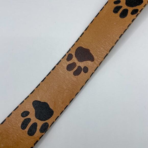 Vintage leather lion head animal paw print belt brown adjustable - Picture 4 of 9